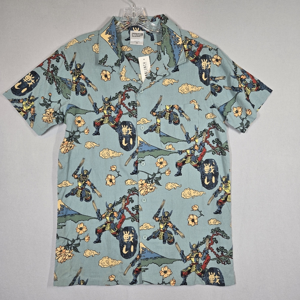 Marvel X-Men Samurai Wolverine Shirt Men's XS All Over Print Short Sleeve